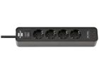 Brennenstuhl Ecolor listwa zasilająca z 2 wejściami USB-C - Black