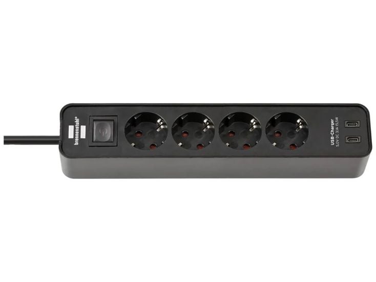 Brennenstuhl Ecolor listwa zasilająca z 2 wejściami USB-C - Black