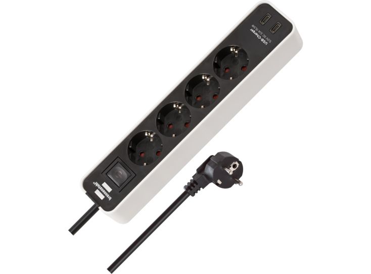 Brennenstuhl Ecolor listwa zasilająca z 2 wejściami USB-C - White