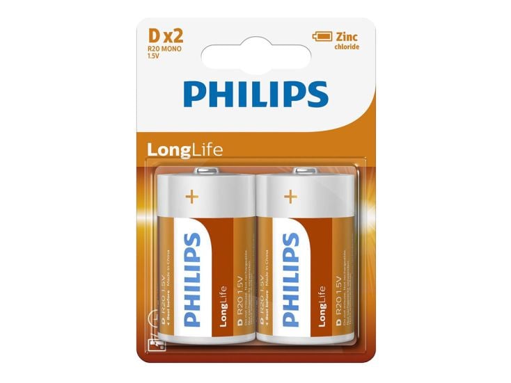 Philips LongLife D baterie - 2 sztuki