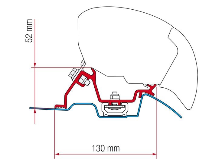Fiamma F80/F65 adapter Sprinter with Roof-Rail po 06-2006