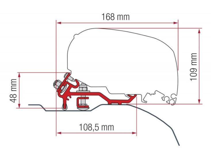 Fiamma F80/F65 adapter Ducato L2/L3 > 2006 Black Low Profile