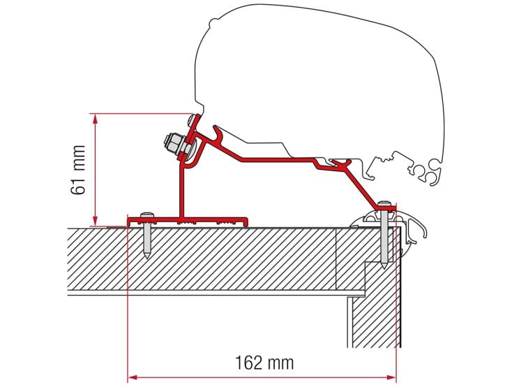 Fiamma F80/F65 adapter Caravan Roof 100 cm