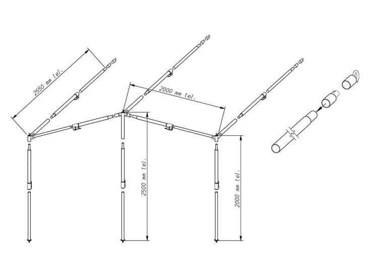 Piper stelaż zadaszenia PowerGrip aluminium 28 mm rozmiar 2 - 7