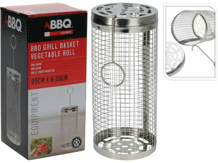 RVS BBQ cylindryczny kosz do grilla